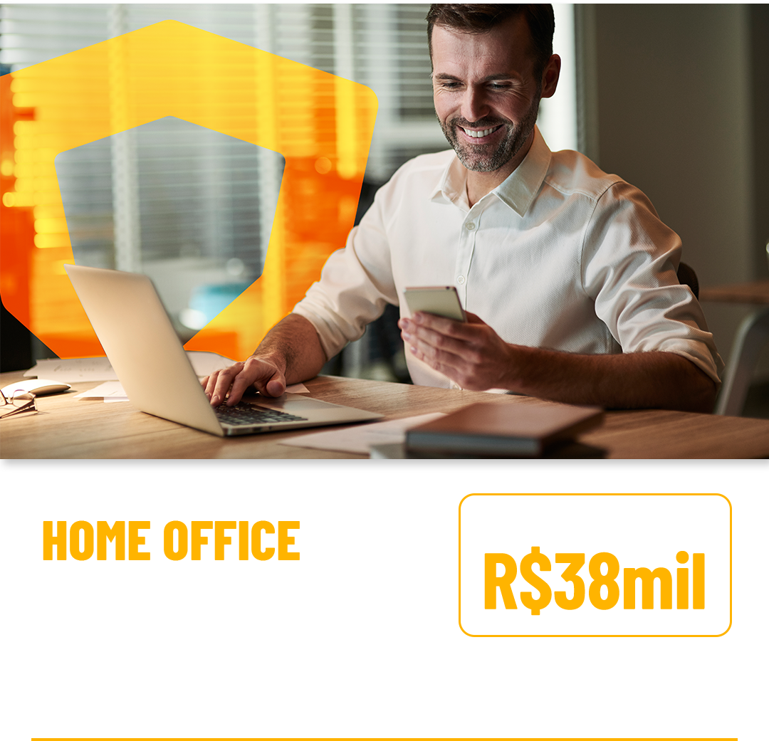 Modelo Home Office: sem ponto físico e com baixo custo operacional. Investimento a partir de R$38 mil, payback de 6 a 8 meses